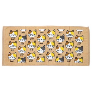 【フェイスタオル】おえかきさん プリントロングタオル みけねこさん
