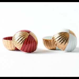 Side Dish Bowl Red White Arita ware Mamesara Small Case Congratulation Made in Japan