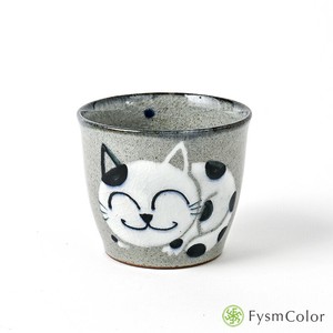 波佐见烧 饭碗 手绘 蓝色 荞麦猪口 猫 日本制造