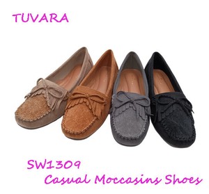 【在庫限り】TUVARA モカシン リボンフリンジ フラット ぺたんこ リボン フランジ フラットヒール SW1309