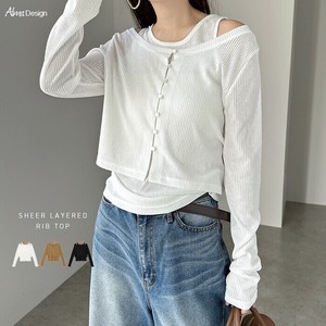テレコリブ シアー レイヤード トップス