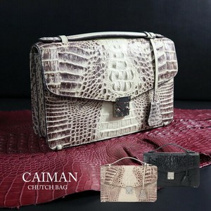 お買い得!!【カイマンワニ ヘッド セカンドバッグ】鰐革 開運バッグ 金運バッグ