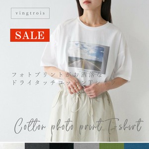 【ラスト1点！SALE】カジュアルに決まる！ドライタッチコットン フォトプリント Tシャツ/vingtrois