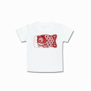 日本製 made in japan こい屋鯉Tシャツ赤print M 白地 193046