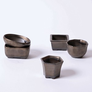 【瀬戸焼 盆栽鉢】＊64982 S/5 MINI PLNATERS BRONZE