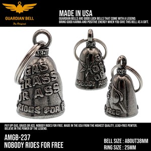 ガーディアンベル　USA　NOBODY RIDES　FOR FREE　バイカー　キーホルダー　お守り　ラッキーベル