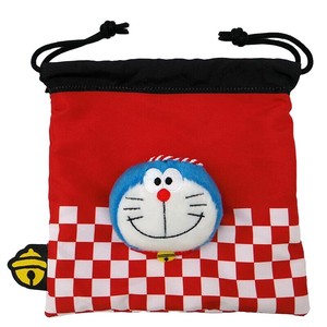 ★ドラえもん　ハッピ　ボアフェイス巾着 レッド