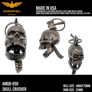 ガーディアンベル　USA　SKULL　スカル　バイカー　キーホルダー　お守り　ラッキーベル　アメリカン