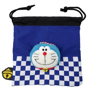 ★ドラえもん　ハッピ　ボアフェイス巾着 ネイビー