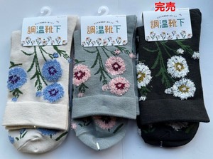 【春夏新作】ナチュラル(調温素材)　ロークルーソックス　モールコーンフラワー柄