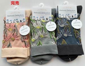 【春夏新作】フロートナチュラルシリーズ　ロークルーソックス　フロート花総柄