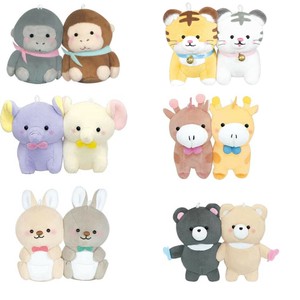 ニコぬいキーホルダー　ゴリラ　トラ　ゾウ　キリン　カンガルー　クマ