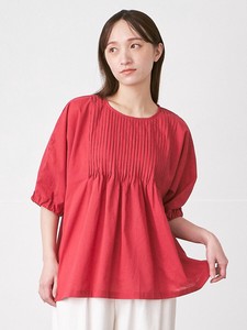 ピンタックプルオーバーブラウス　綿ローン3色M L LL 3L 《大きいサイズ》