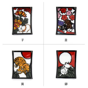 ■美濃焼単品■花札風干支角箸置①
