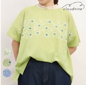 【2025 新作】ドビードット 刺繍 フロントパネルブラウス 前後差 タック入り