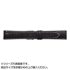 MIMOSA(ミモザ) 時計バンド クロコマット 18mm ブラック/ホワイトステッチ (美錠:銀) WRM-AW18