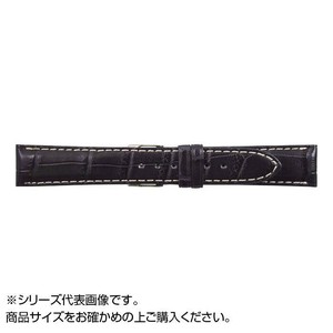 MIMOSA(ミモザ) 時計バンド クロコマット 20mm ネイビー/ホワイトステッチ (美錠:銀) WRM-NW20