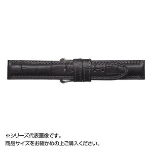 MIMOSA(ミモザ) 時計バンド IT型押ワニ 19mm ブラック (美錠:銀) CIT-A19