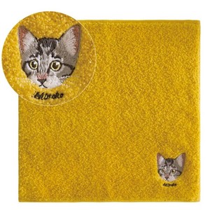 うちのニャンコ【サバトラ 】 今治タオル ハンカチ オーガニックコットン  ねこ 猫刺繍