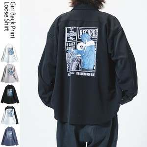 【SPECIAL PRICE】接触冷感 BLUE GIRL ナチュラルストレッチポリエステル バックプリント 長袖シャツ