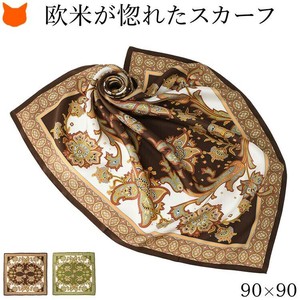 Thin Scarf Patterned Large Size 90cm Made in Japan