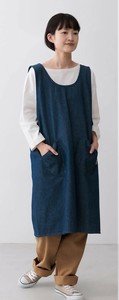 【ウェーブ】デニムバッククロスエプロン　ネイビー