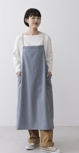 【ウェーブ】配色細身見えH型エプロン　グレー
