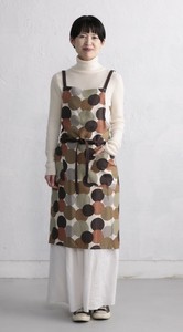 【ウェーブ】ドットラップエプロン　ブラウン
