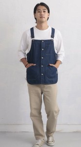 【ウェーブ】インディゴデニムビブエプロン　ネイビー