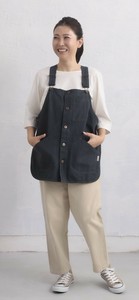 【ウェーブ】ブラックデニムビブエプロン　グレー