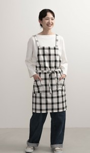 【ウェーブ】ブロックチェックラップエプロン　ブラック