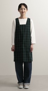 【ウェーブ】ブロックチェックバッククロスエプロン　グリーン