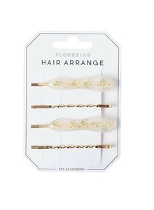 フラワーリング ヘアピン(4点セット) クリアシャイニー HHP0397-GD(ゴールド)