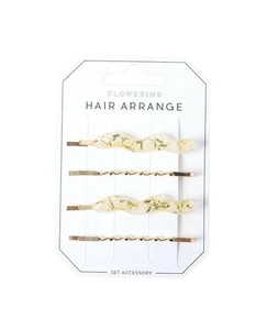 フラワーリング　ヘアピン(4点セット) クリアシャイニー HHP0396-GD(ゴールド)