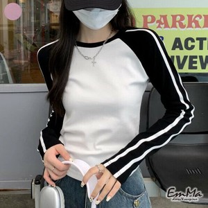 長袖Tシャツ 袖ライン スリム カジュアル 春 秋 【2025SS】EH2685