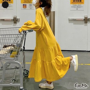 ティアードマキシ丈スウェットワンピース 長袖 カジュアル 春 秋 【2025SS】EH3397