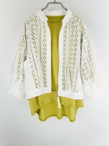Button Shirt/Blouse Short blouson Stripe Lace [S/S NEW]