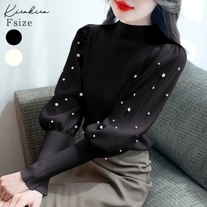 トップス《パールボリュームスリーブニットトップス 全2色》