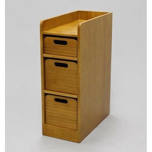 天然木桐材の軽量トレイワゴン W20×3段 ライトブラウン TRW-204056LB