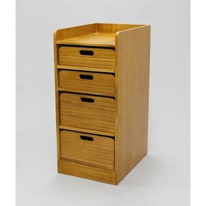 天然木桐材の軽量トレイワゴン W30×4段 ライトブラウン TRW-304066LB