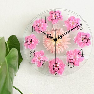 Wall Clock Pink Made in Japan Gerbera Made in Japan