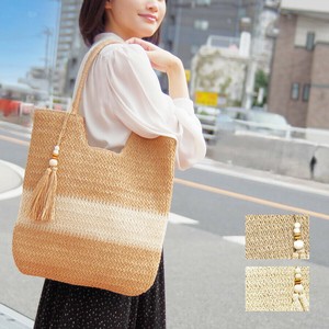 カジュアル 雑材 バッグ  手提げ ショルダー トート ライトブラウン ベージュ