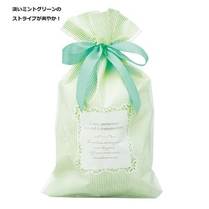 春のラッピング用品　ホワイトデー　リボン付きギフトバッグ　ミントストライプ　20枚