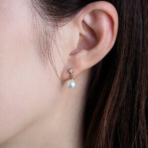 【ピュアチタンポスト】プラパールビジューピアス【ロングポスト12mm】