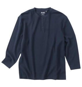 Mc.S.P ビッグサイズ メンズ オーガニックワッフルヘンリーネック長袖Tシャツ ネイビー  4L 6L