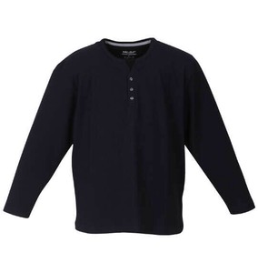 Mc.S.P ビッグサイズ メンズ 裏起毛フェイクレイヤードYヘンリー長袖Tシャツ ネイビー杢