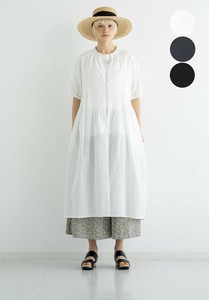 〈コットン×刺繍レース〉異素材スクエア切替ワンピース　☆2025夏物新作☆