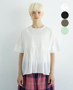 Button Shirt/Blouse Pintucked Blouse Cotton