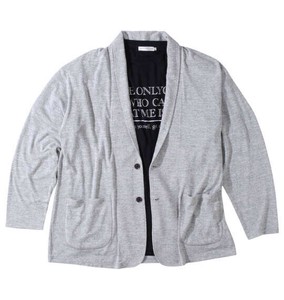 launching pad ビッグサイズ メンズ ショールジャケット+半袖Tシャツ ライトグレー杢×ブラック