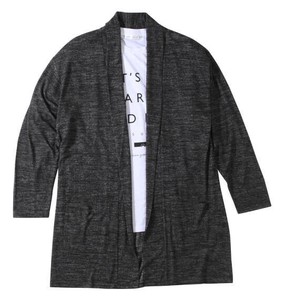 launching pad ビッグサイズ メンズ コーディガン+半袖Tシャツ チャコール杢×ホワイト  3L